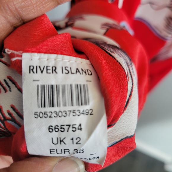 RIVER ISLAND Scarlet Floral Haulter Maxi Dress Tie-back Wedding Guest Size UK 12 - Picture 7 of 10